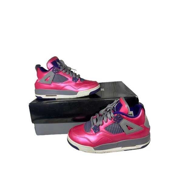 NIKE AIR JORDAN 4 RETRO OG PINK FOIL CEMENT ELECTRIC PURPLE Youth 4.5y 487724-60 - Picture 1 of 11